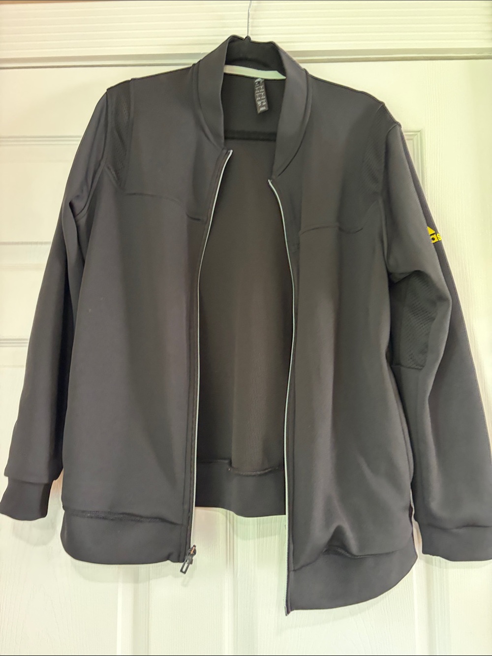 Final sale-adidas Black Women's Bomber Jacket with Yellow Logo